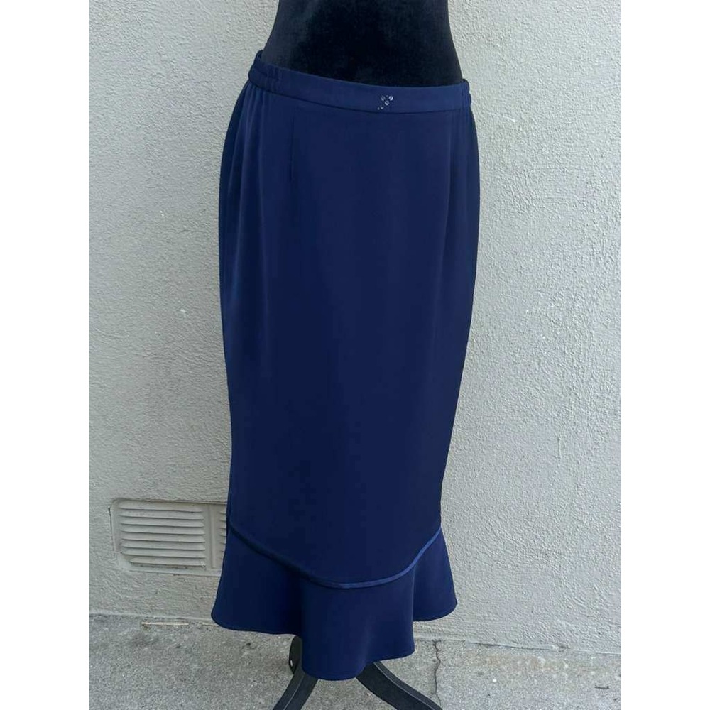 St John Collection Navy Blue Sequin Mermaid Skirt Size12 VintageFormal Midi Luxe